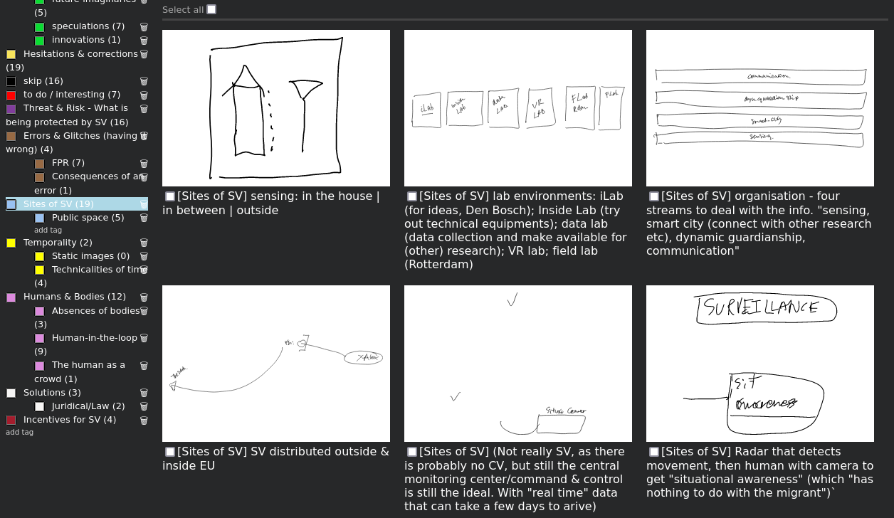 Figure 14: By annotating the diagrams, we can juxtapose excerpts based on the tags.